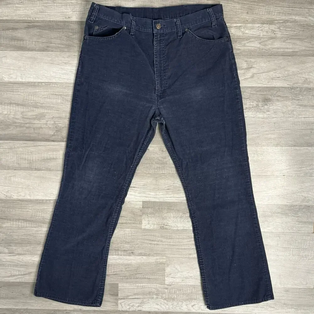 37.5 X 29 Levis 517 Vintage 80s Cords Bootcut Corduroy Pants Jeans Navy Western